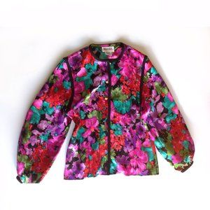 Maggy London Floral Silk Blouse